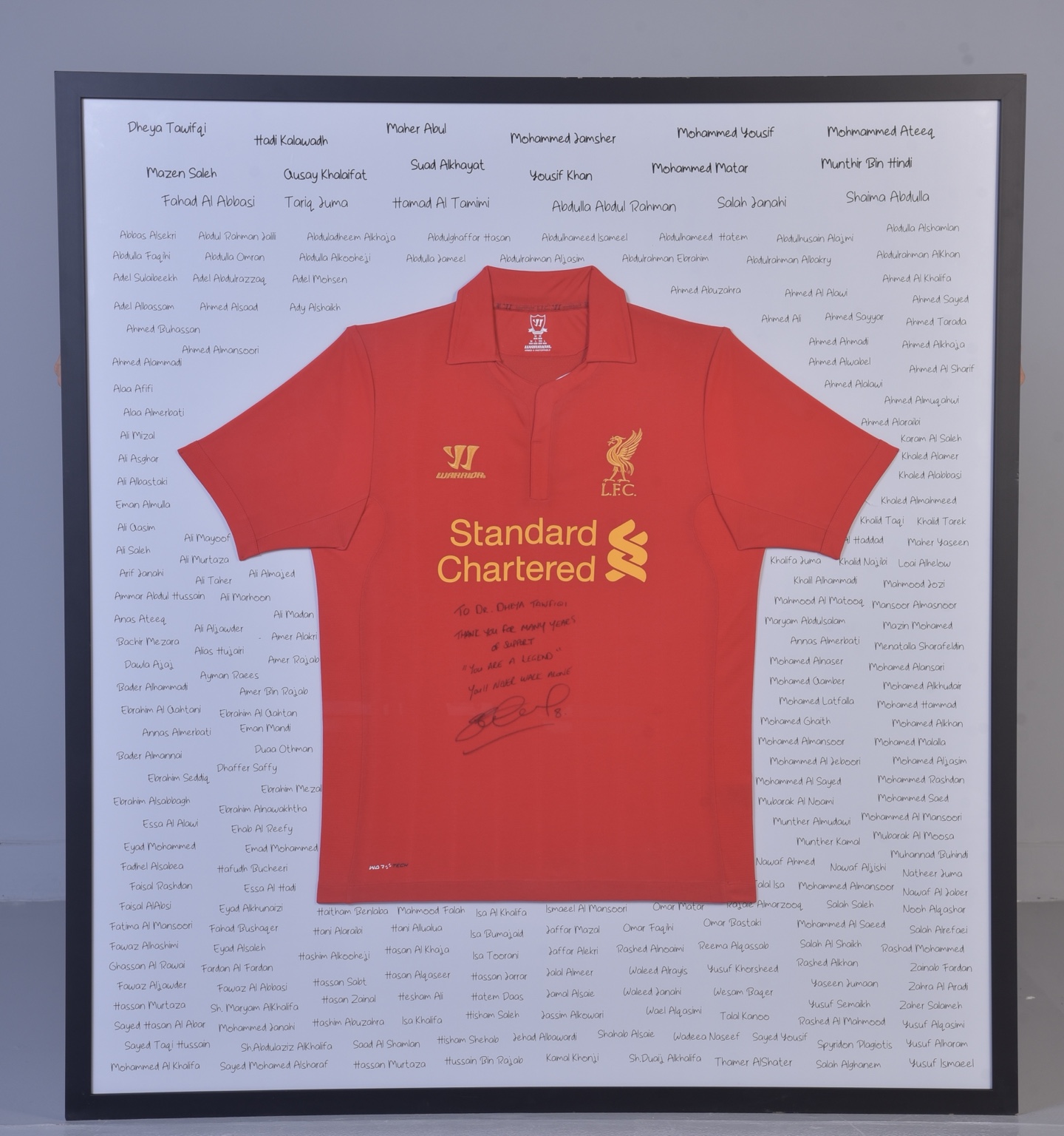 Signed Steven Gerrard shirt in its commemorative frame