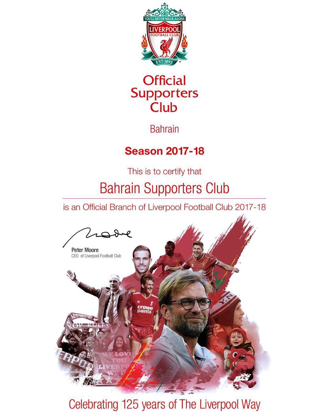 Official Branch Certificate – 2017–18