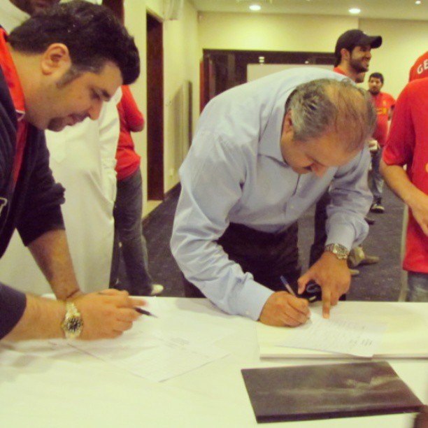 Supporters completing registration at the OLSC Bahrain Founding Gathering
